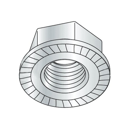 Serrated Lock Nut, 3/8-24, Steel, Zinc Plated, 0.23 In Ht, 2000 PK